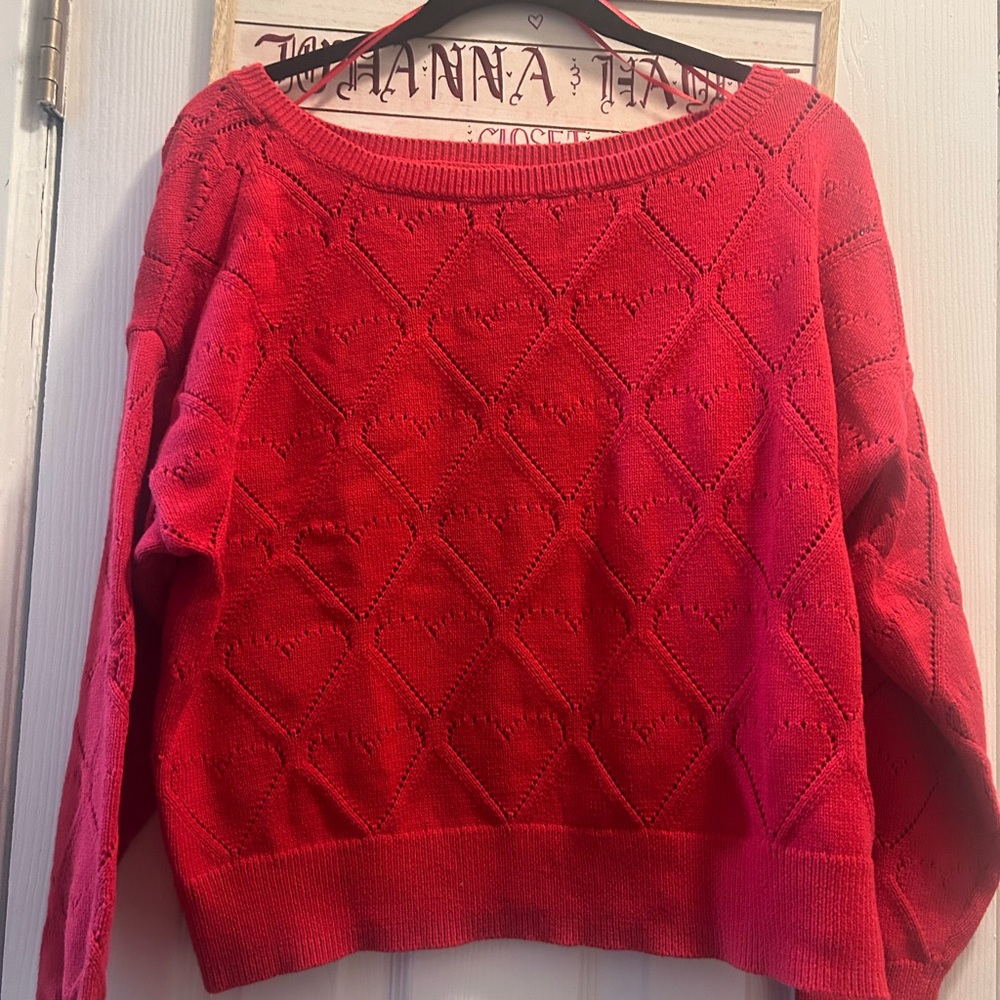 Hollister Red Heart Knit Sweater